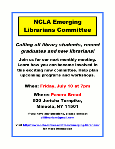 Emerging Librarians July Meeting.